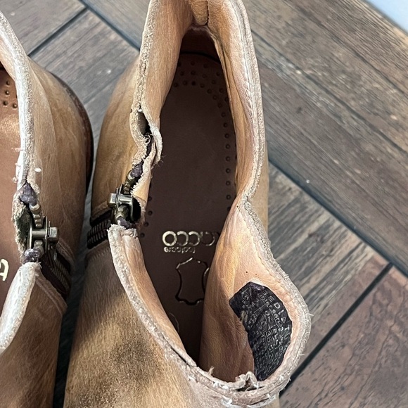 BED|STU Tan Leather Ankle Booties with Chunky Heel Womens size 8.5 - Picture 7 of 13